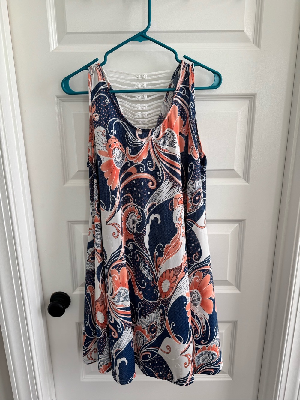 Shoreline Navy, Coral and White Floral Paisley Mini Dress
